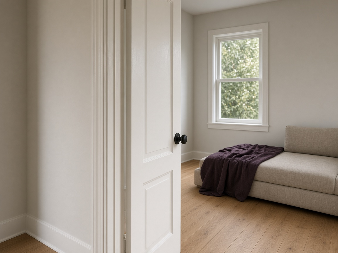 Empty room with the door ajar
